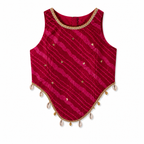 Rani pink sleeveless top with gold trim and bead details by Miniminks