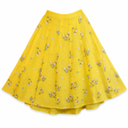 Yellow skirt with floral pattern on a white background