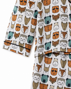 Pair of pajama pants with animal pattern on a white background