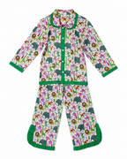 Children's pajama set with animal pattern on a white background