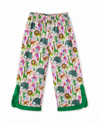 Colorful children's pants with animal pattern on a white background