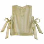 Light green sleeveless top with bow details on a white background