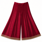 Maroon palazzo pants with gold trim by Miniminks