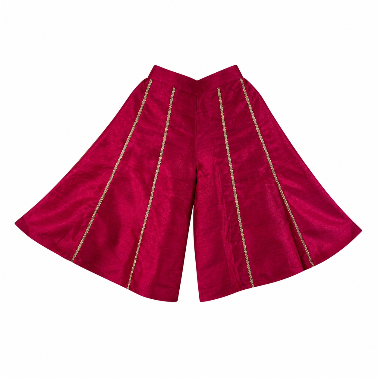 Rani pink flared palazzo pants with gold trim by Miniminks