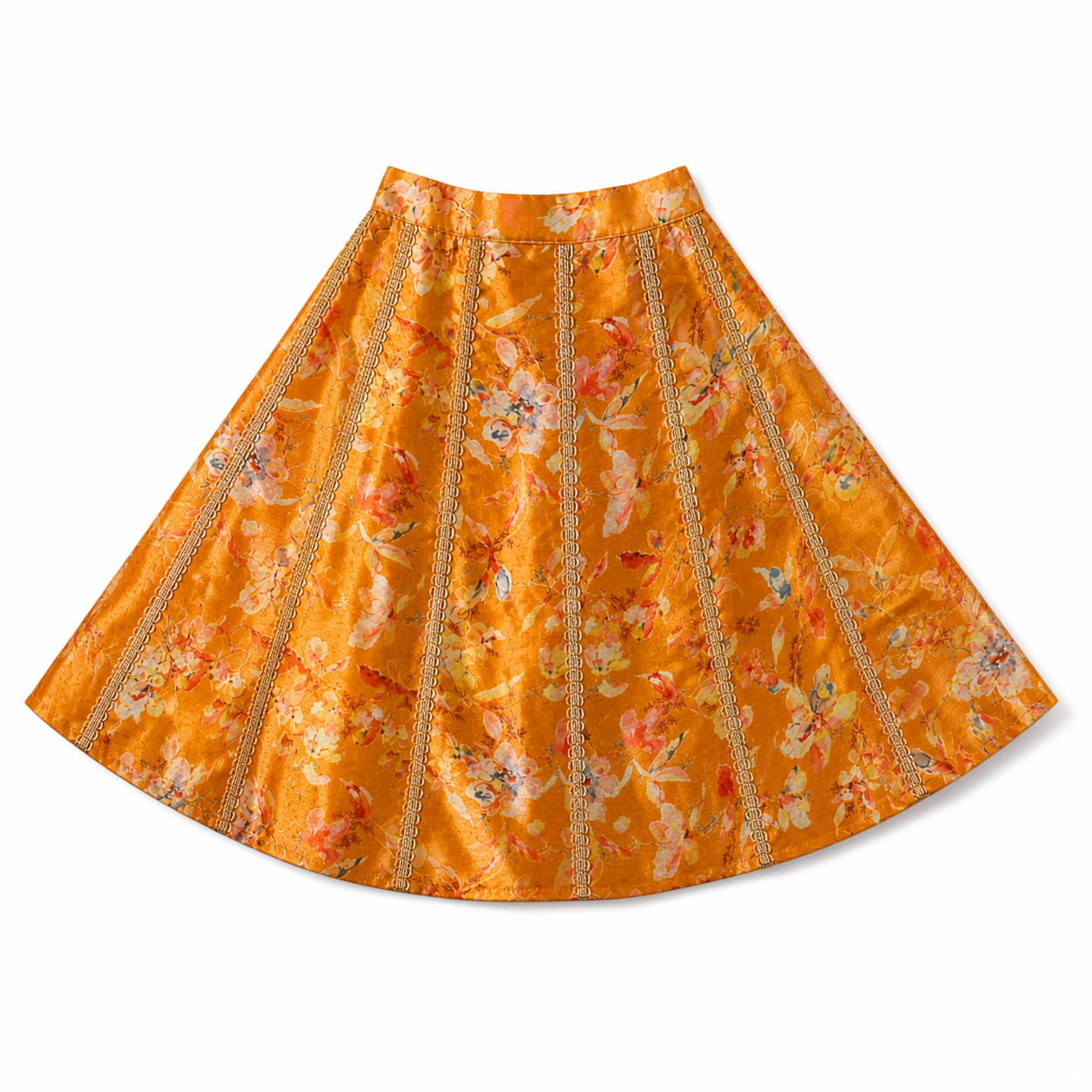 Orange floral skirt on a white background