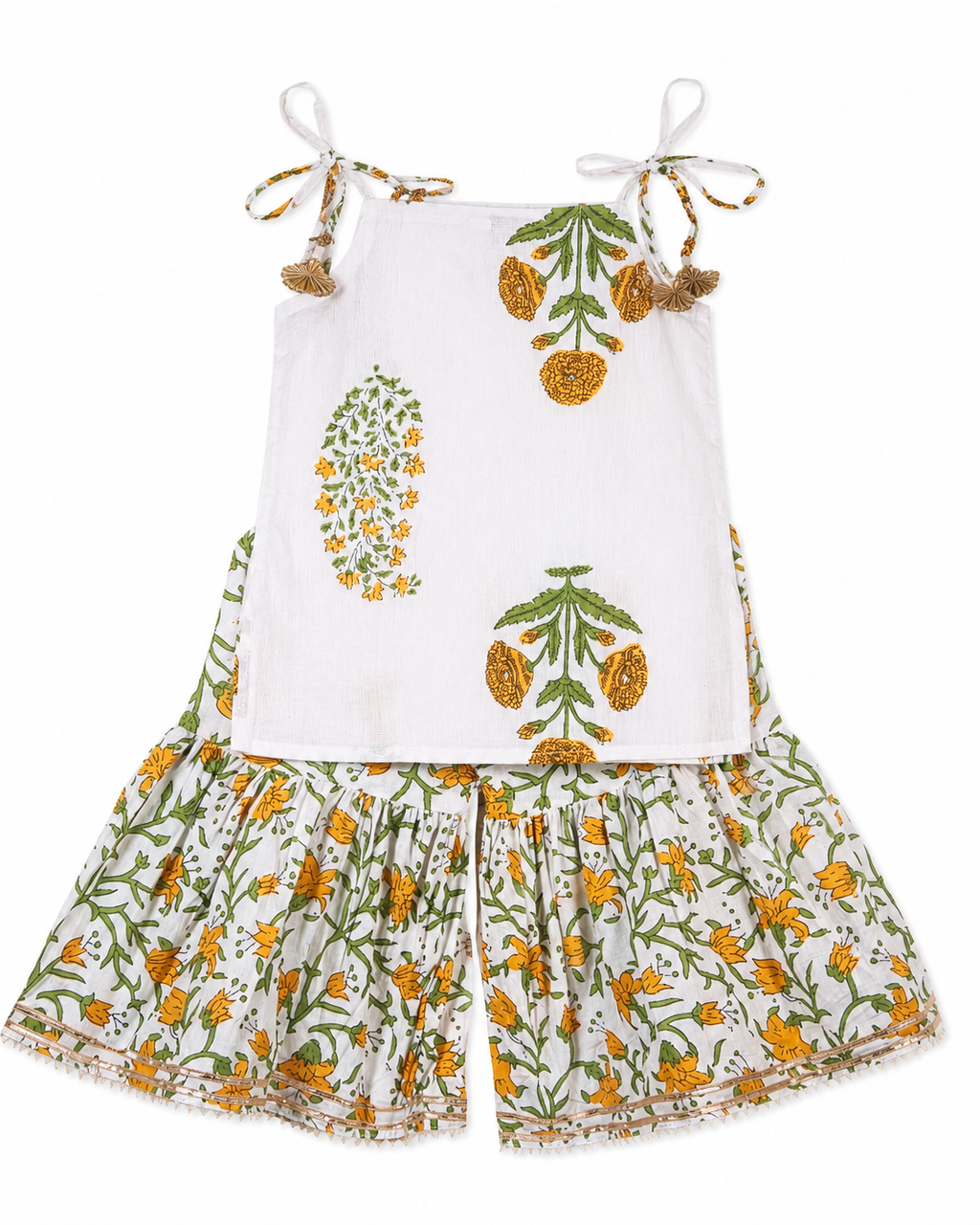 Children's dress with floral pattern on a white background