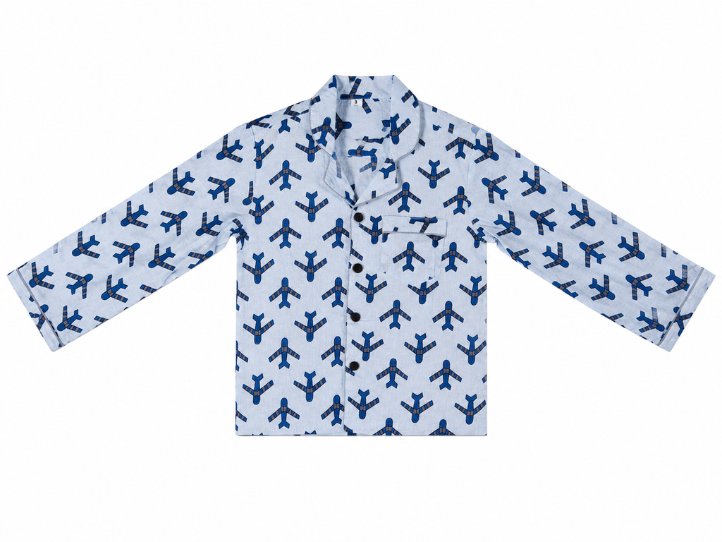 Aeroplane Print Kids Night Suit – top front view