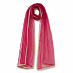 Maroon scarf with gold trim on a white background