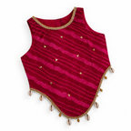 Rani pink sleeveless ethnic top with gold trim by Miniminks