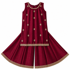 Maroon palazzo set for girls with sleeveless top by Miniminks