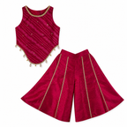 Rani pink ethnic palazzo set with gold detailing by Miniminks
