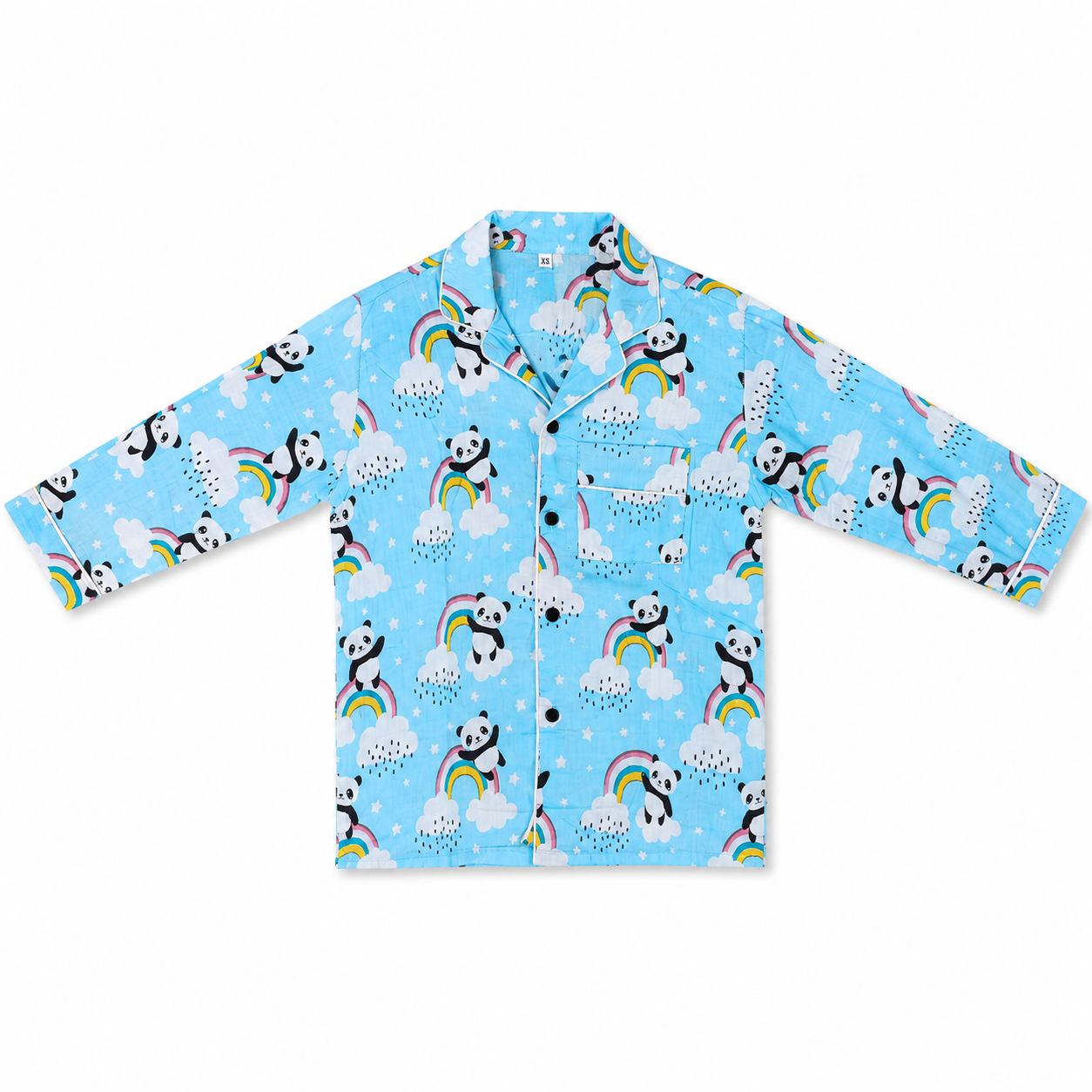 Blue panda and rainbow print pajama shirt by Miniminks