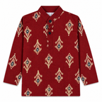 Maroon printed kurta pajama set for boys by Miniminks