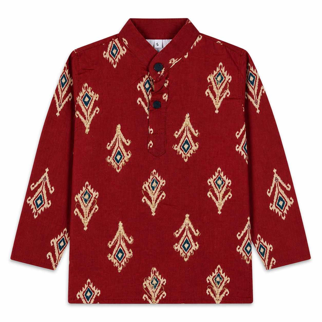Maroon printed kurta pajama set for boys by Miniminks