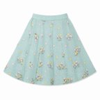 Light blue skirt with floral pattern on a white background
