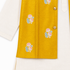 Textured mustard vest with floral details