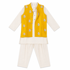 Yellow Koti with white Kurta & Pant