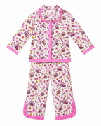 Pink Frill Girls Night Suit full pajama set by Miniminks