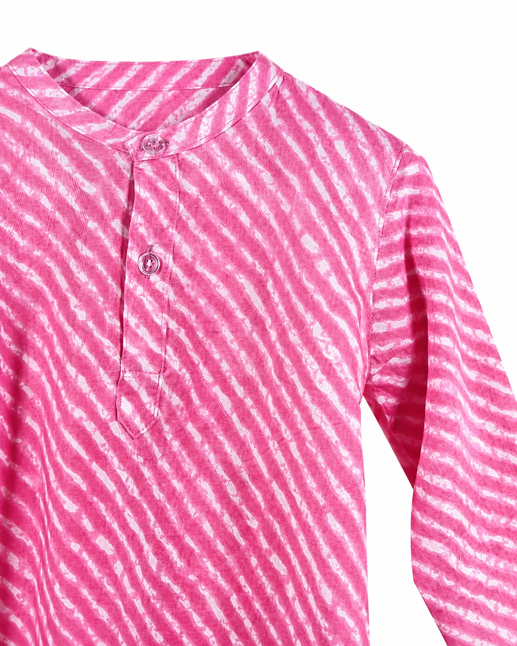 Pink printed kurta fabric detail for boys ethnic wear by Miniminks