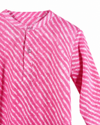 Pink printed kurta fabric detail for boys ethnic wear by Miniminks
