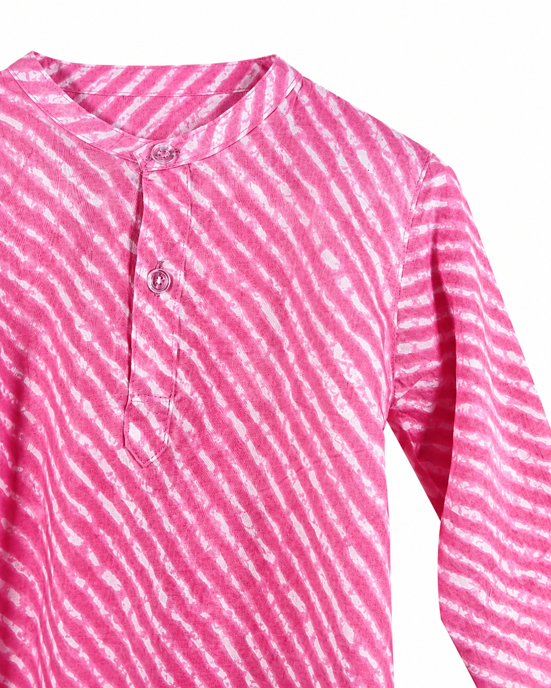 Pink printed kurta fabric detail for boys ethnic wear by Miniminks