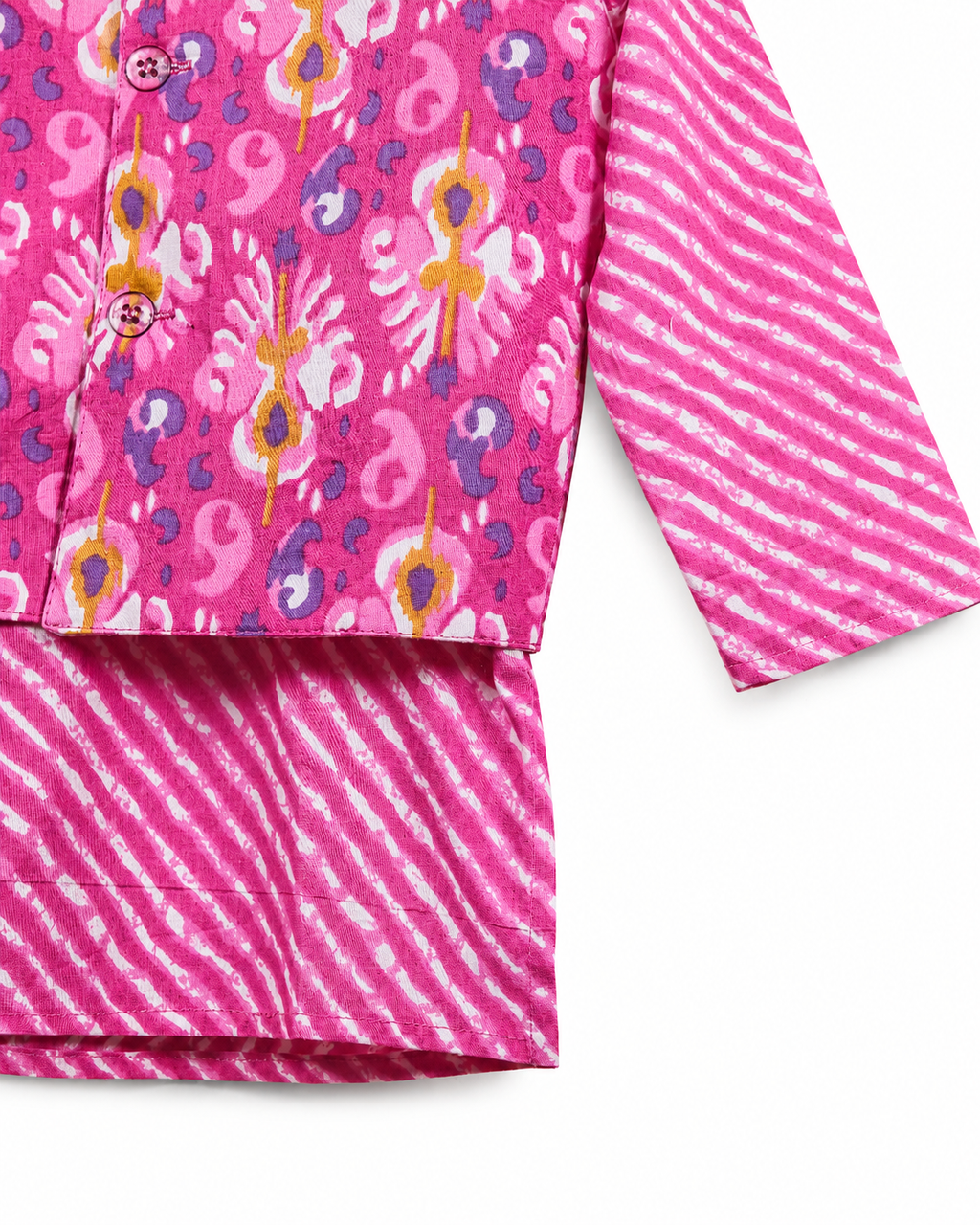 Pink printed boys kurta jacket by Miniminks