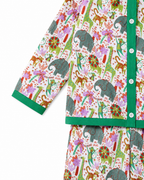 Green Jungle Print Girls Night Suit pajama set by Miniminks