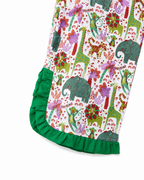 Green jungle print pajama pants with ruffle hem by Miniminks