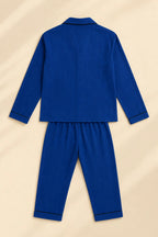 Classic dark blue piped night suit, back view