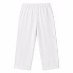 Classic white cotton-blend pants with elastic waistband