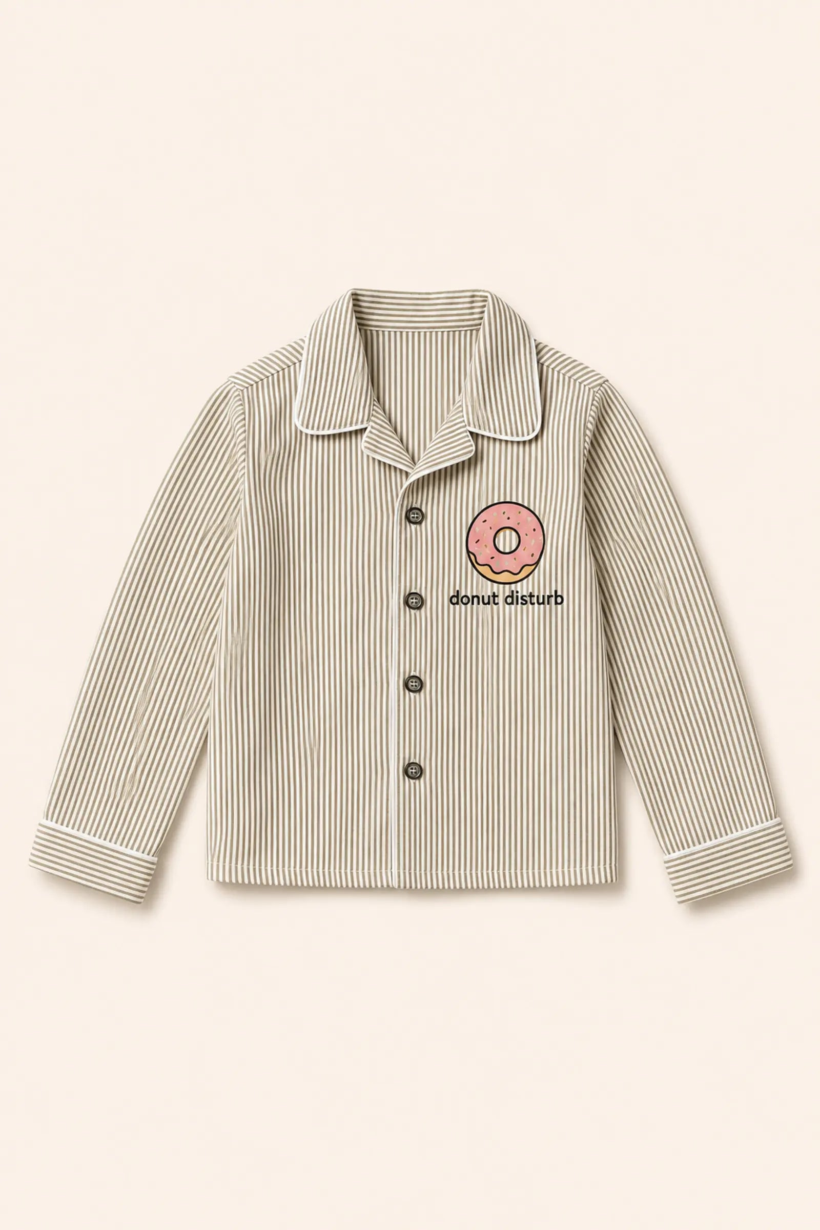 Striped Donut Disturb night suit shirt, front view