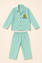 Mint gingham Avocuddle night suit with shirt and trousers