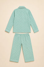 Mint gingham Avocuddle night suit shirt, back view