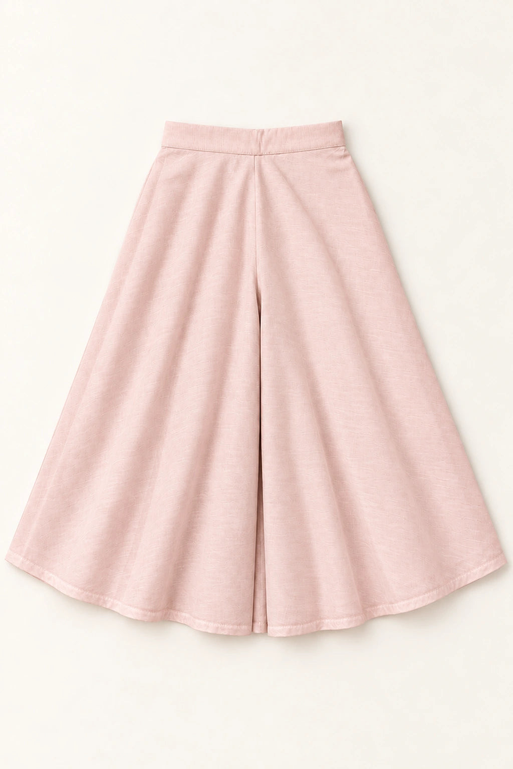 Plain wide-flared nude pink palazzo trousers for girls