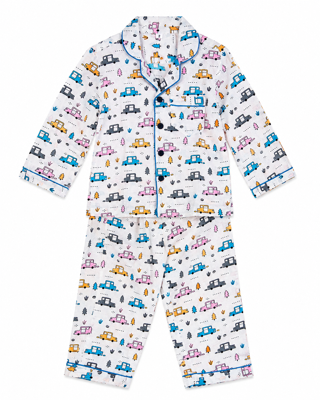 Little Adventure Car Print Boys Night Suit full pajama set by Miniminks