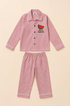Red striped Watermelon night suit with shirt and trousers